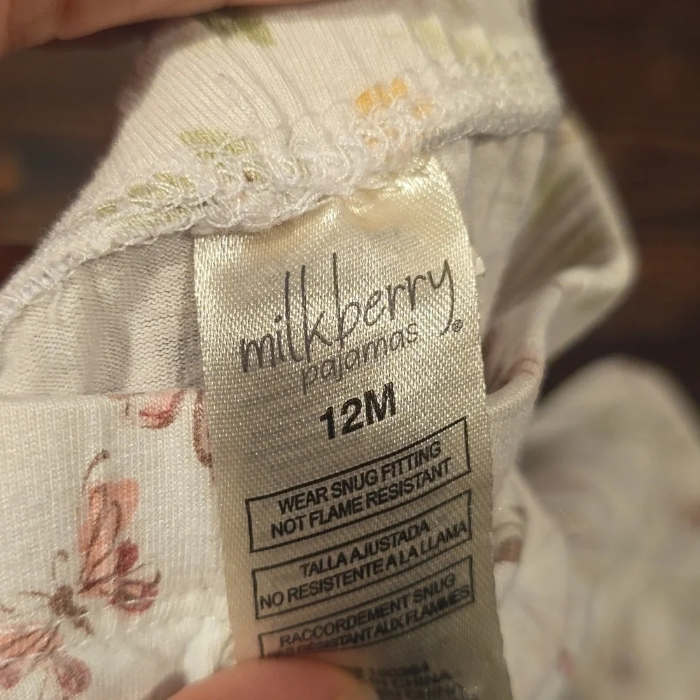 ​Milkberry Pajamas 12M Floral & Butterfly Print Jogger Sleep Pants